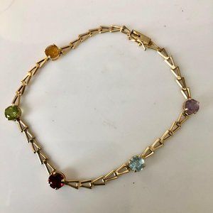 14k Gold multigem bracelet vtg not scrap